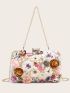 Mini Flower & Pearl & Rhinestone Decor Box Bag