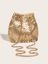 Mini Sequin Chain Bucket Bag