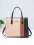 Colorblock Letter Graphic Satchel Bag, Mothers Day Gift For Mom