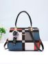 Plaid Pattern Satchel Bag, Stylish Colorblock Double Handle Purse, Women's Fashion Crossbody Bag, Mothers Day Gift For Mom