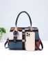 Plaid Pattern Satchel Bag, Stylish Colorblock Double Handle Purse, Women's Fashion Crossbody Bag, Mothers Day Gift For Mom