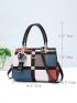 Plaid Pattern Satchel Bag, Stylish Colorblock Double Handle Purse, Women's Fashion Crossbody Bag, Mothers Day Gift For Mom