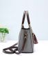 Litchi Embossed Square Bag With Tassel Bag Charm, Mothers Day Gift For Mom