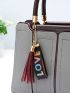 Tassel Decor Stitch Detail Satchel Bag, Mothers Day Gift For Mom