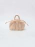 Braided Detail Drawstring Design Fuzzy Satchel Bag