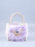 Mini Faux Pearl Decor Satchel Bag With Inner Pouch