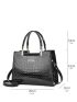 Crocodile Embossed Handbag, Women's Elegant PU Zipper Shoulder Bag With Adjustable Strap, Mothers Day Gift For Mom