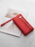 Neon Red Zipper Around Long Wallet