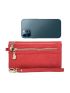 Neon Red Zipper Around Long Wallet