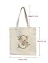 Floral & Letter Pattern Shopper Bag