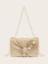 Mini Glitter & Faux Pearl Decor Chain Box Bag