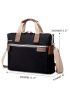 Men Patch Detail Waterproof Laptop Handbag Briefcase