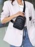 Argyle Quilted Crossbody Chest Bag, Trendy Zipper Sling Bag, Solid Color Shoulder Purse For Streetwear