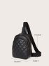 Argyle Quilted Crossbody Chest Bag, Trendy Zipper Sling Bag, Solid Color Shoulder Purse For Streetwear