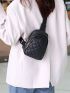 Argyle Quilted Crossbody Chest Bag, Trendy Zipper Sling Bag, Solid Color Shoulder Purse For Streetwear