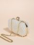 Mini Pearl & Rhinestone Decor Chain Box Bag