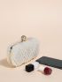 Mini Pearl & Rhinestone Decor Chain Box Bag