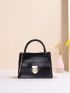 Mini Crocodile Embossed Push Lock Flap Chain Square Bag