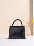 Mini Crocodile Embossed Push Lock Flap Chain Square Bag