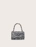 Mini Zebra Striped Pattern Flap Square Bag