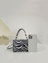 Mini Zebra Striped Pattern Flap Square Bag