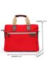 Men Neon-red Letter Embossed Laptop Handbag Briefcase