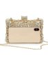 Rhinestone & Flower Decor Chain Box Bag