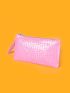 Neon Pink Crocodile Embossed Coin Purse