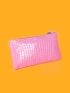 Neon Pink Crocodile Embossed Coin Purse