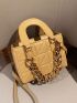 Quilted Detail Chain Decor Square Bag