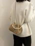 Faux Pearl Decor Drawstring Design Chain Bucket Bag