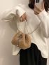 Faux Pearl Decor Drawstring Design Chain Bucket Bag