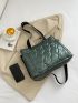 Metallic Quilted Shoulder Tote Bag