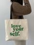 Letter Graphic Shopper Bag