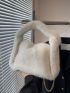 Chain Decor Fluffy Hobo Bag