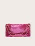 Neon Pink Chain Sequin Hobo Bag