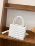 Mini Chevron Embossed Double Handle Square Bag