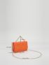 Neon Orange Embossed Detail Flap Square Bag