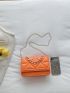 Neon Orange Embossed Detail Flap Square Bag