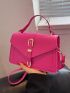 Neon-pink Buckle Decor Flap Square Bag