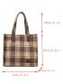 Plaid Pattern Shoulder Tote Bag