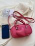 Neon Pink Litchi Embossed Satchel Bag With Bag Charm