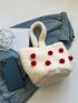 Pom Pom Decor Fluffy Bucket Bag