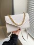 Geometric Embossed Chain Decor Flap Square Bag