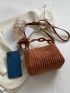 Mini Minimalist Zipper Satchel Bag With Bag Charm
