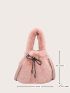 Mini Drawstring Design Flannelette Bucket Bag