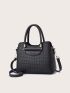 Crocodile Embossed Square Bag Crocodile Embossed Shoulder Tote Bag, Women's Large Capacity Solid Color Handbag For Work & Shopping, Mothers Day Gift For Mom