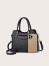 Crocodile Embossed Square Bag Crocodile Embossed Shoulder Tote Bag, Women's Large Capacity Solid Color Handbag For Work & Shopping, Mothers Day Gift For Mom