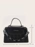 Chain Decor Textured Flap Square Bag