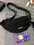 Letter Patch Decor Fanny Pack With Bag Charm